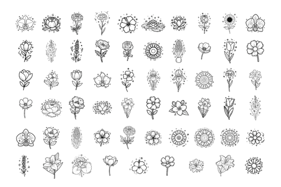 Download Minimal Line Art Flower Icon Set - Icon Collection