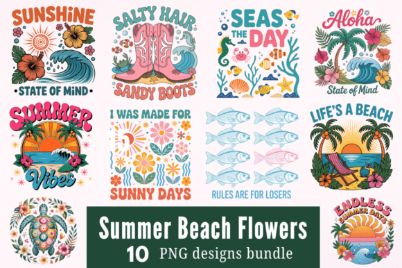 Download Summer Beach Flowers Sublimation Designs - Design Collection