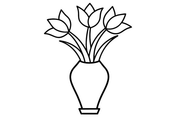 Download Flower Vase Outline with Minimal Shapes - Outline Collection