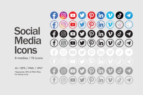 Download Circle Social Media Icons Set - 72 Icons - Icon Collection