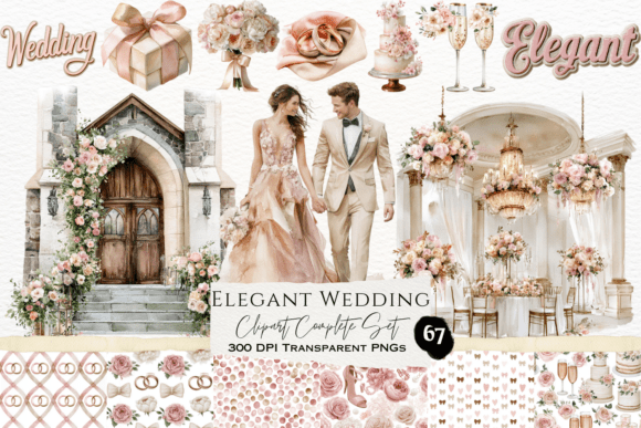 Download Elegant Wedding Watercolor Clipart Set - Elegant Collection