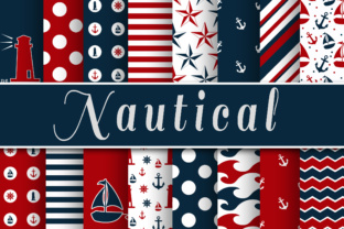 Download Red and Navy Blue Nautical Designs Digital Paper - Design Collection