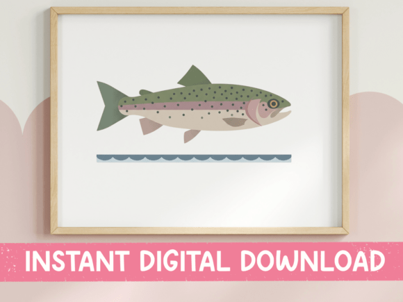 Download Rainbow Trout Minimal Art Design - Design Collection